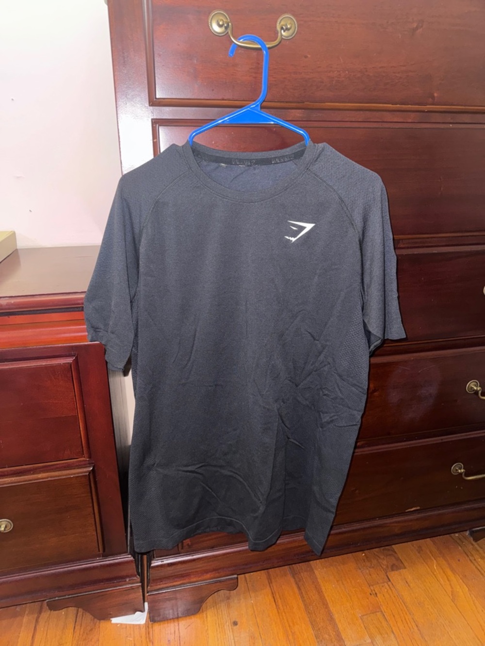 Gymshark Men’s Black Short Sleeve Performance Tee with White Logo